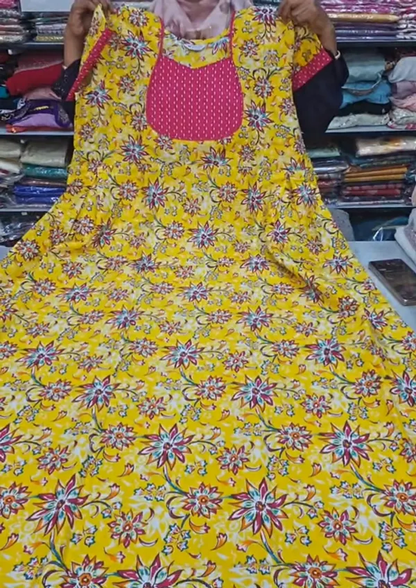 Premium Cotton Frock Style Nighty with Adjustable Rope & Side Pocket | NT3535